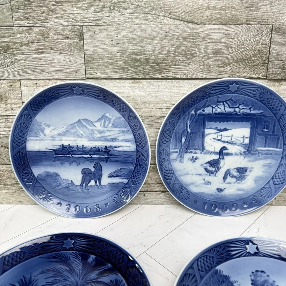 Royal Copenhagen VTG Christmas Plates 1968, 69, 71, 72, 73, 75, 76 & 77 -Denmark